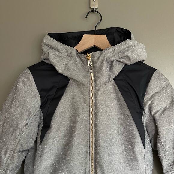 Lole Shine Jacket in Meteor Reversible Down Puffer Parka Size XS Grey Black Warm - Picture 10 of 16
